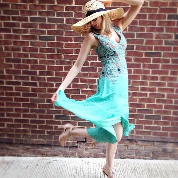 Anthropologie Maeve Mermaid FishtailPleated  Canyon Creek Dress / Sz 2 - Picture 6 of 13